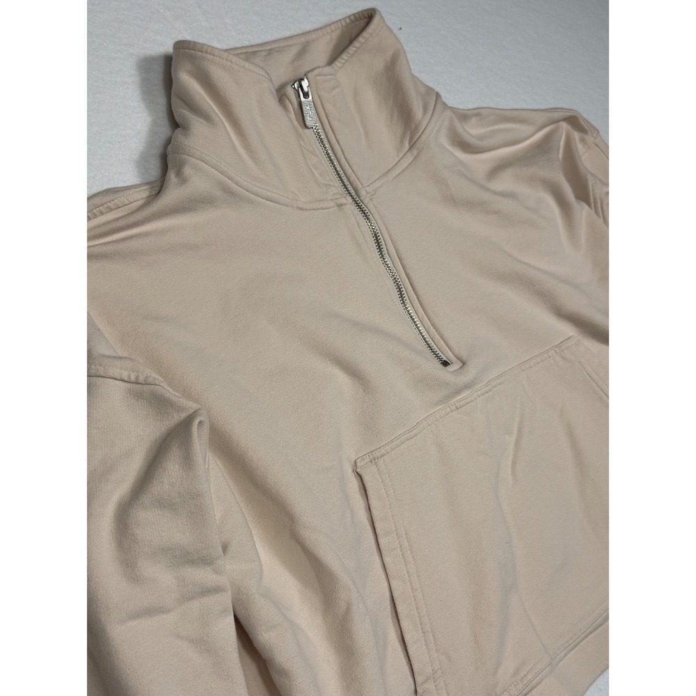 FLX women's Pullover Sweatshirt Beige Tan Quarter Zip Comfort‎ XL cropped